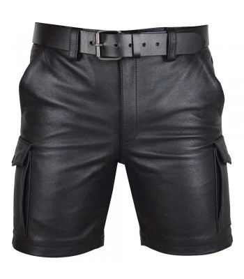 Mens Cargo Shorts Real Leather Club Casual Short